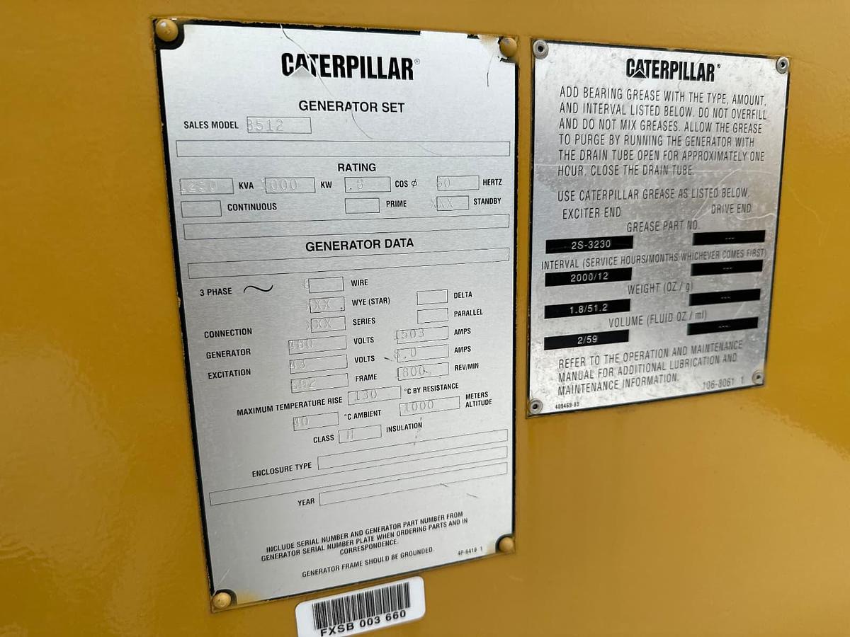 Used 1995 Caterpillar 3512 1000kW Diesel Generator Sets - 3 Available
