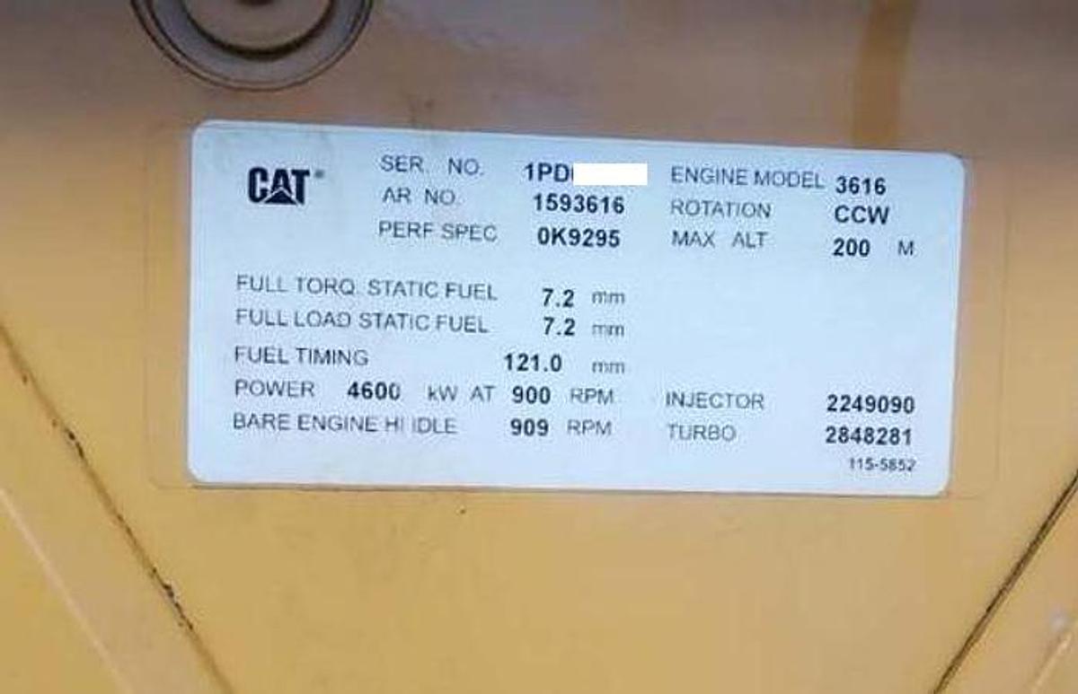 (8) Caterpillar CAT 3616 Diesel Generator Sets – 36.8 MW Total Capacity – 11.2 kV – 60 Hz