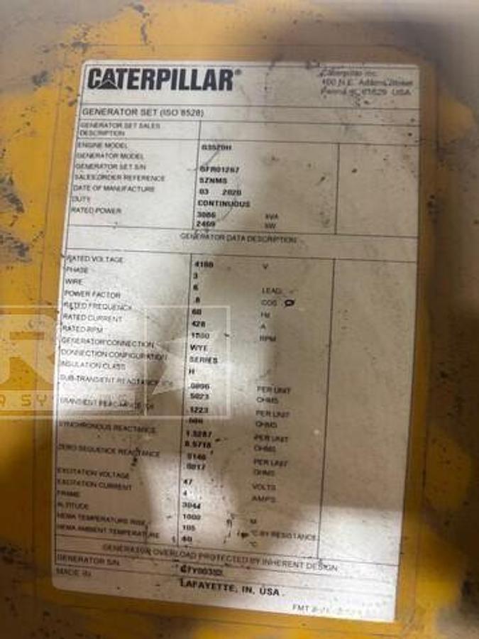 Used (2) 2020 CAT G3520H 2.469MW Natural Gas Generator Sets
