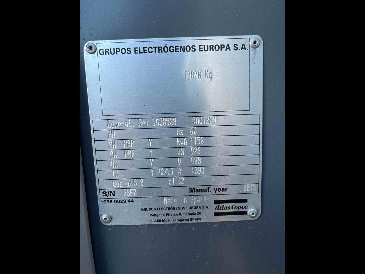 Used Atlas Copco QAC1200 1000kW Tier 2 Diesel Generator Set