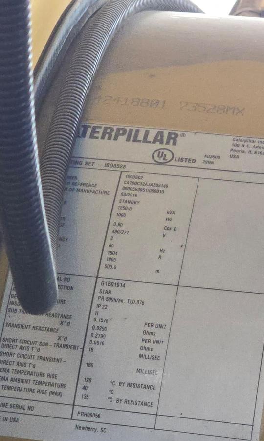 Used 2016 Caterpillar C32 1000kW Tier 2 Diesel Generator Set - LOW HOURS!