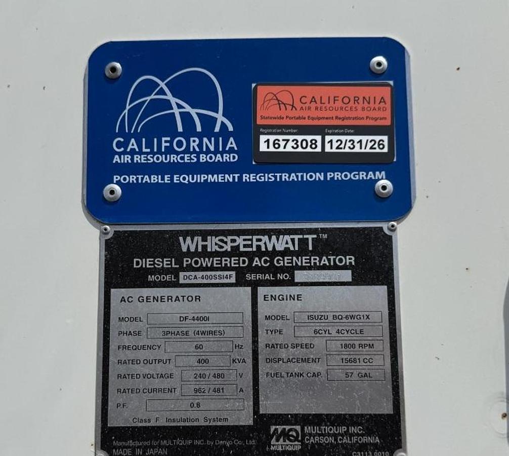 Used 2014 MultiQuip DC400SSi4F 320kW Prime Tier 4 Final Rental Grade Generator Set