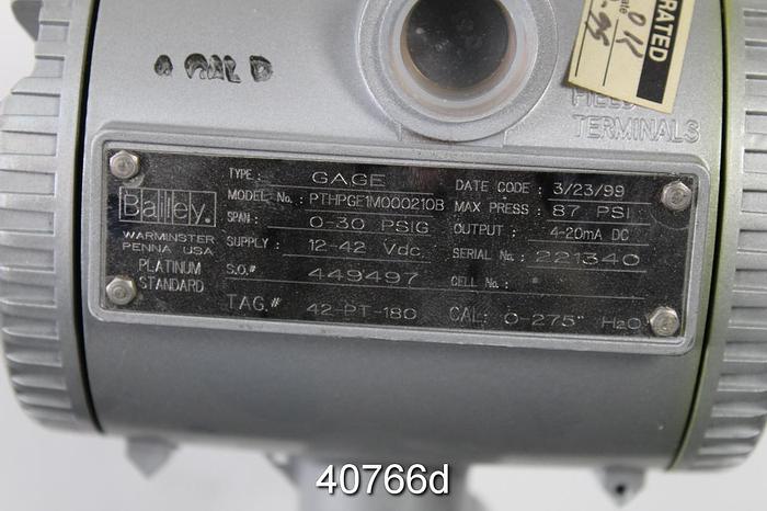 Unused Bailey Platinum PTH Standard Series Smart Pressure Transmitter #40766
