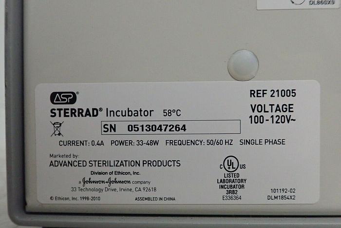Used ASP 21005 Sterrad Lab Incubator 58°C