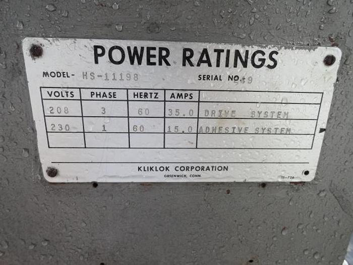 Used Kliklok Carton Erector; Md#HS11198