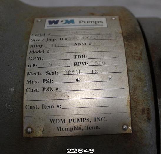 Used Wdm Pump, 3x2x6/4.5 #22649