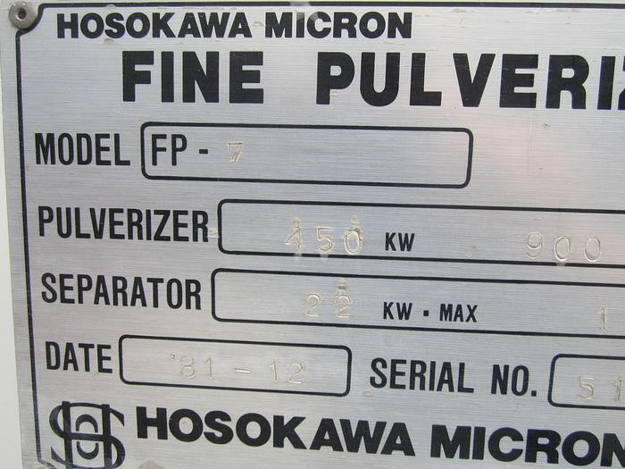 Unused Mill, Mikro, FP-7, C/st, Hosokawa, 600 HP, (2) #C481251