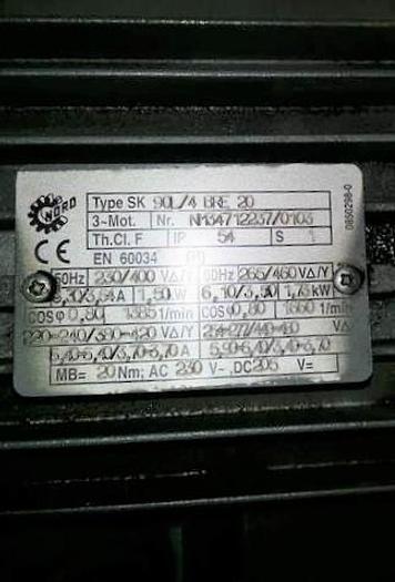 Gebraucht Flachgetriebemotor 22rpm, 600Nm, 1,5KW, SK3282AZG, SK90 L/4, Nord gebraucht-Top