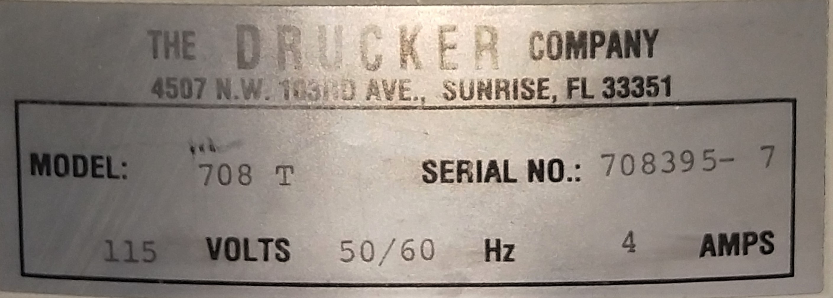 Used Drucker 708T High-Speed Centrifuge with TDC934 Rotor