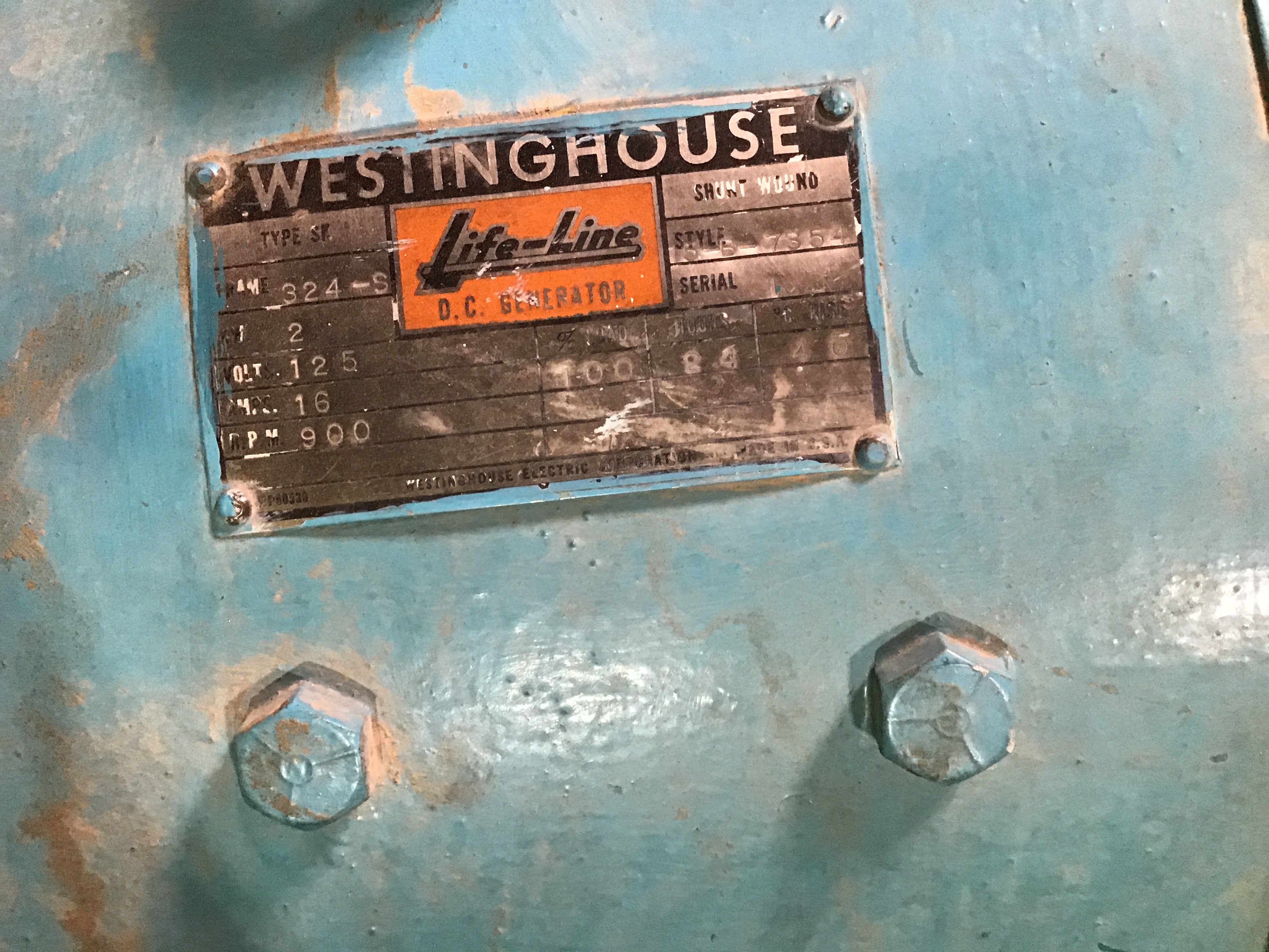 Used 98 KW Westinghouse Generator 900 RPM STOCK #4078