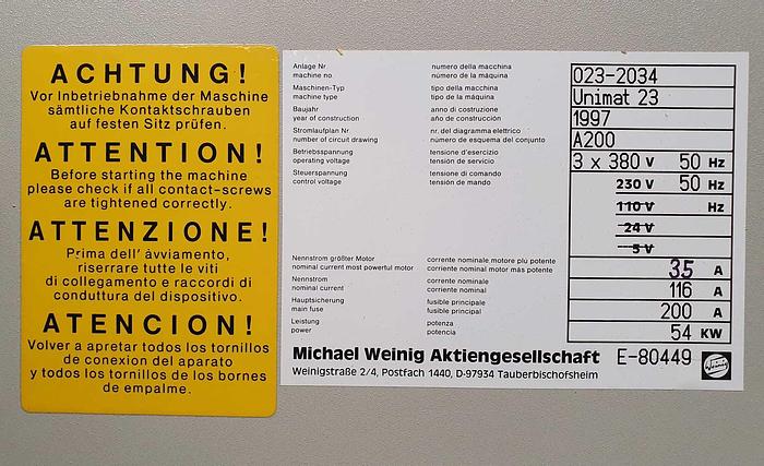 Used 1997  WEINIG Germany Planer and moulder WEINIG UNIMAT U23 EL
