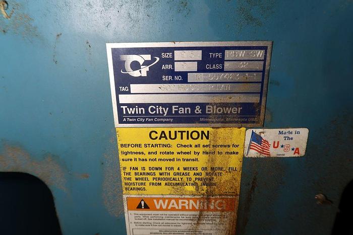 Used TWIN CITY FAN & BLOWER RBW-SW S02 BOOSTER FAN S/S