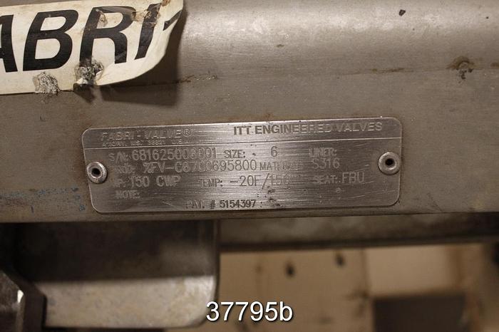 Used Fabri 6" Hand Operated Knife Gate Valve #37795