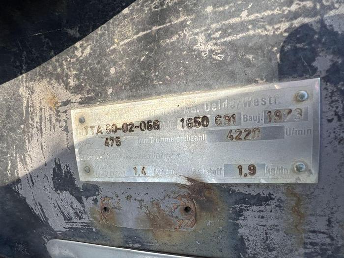 Used Centrifuge, Disc, Batch, Solid Wall, Westfalia, TTA-50-02-06, (3) #Z202999