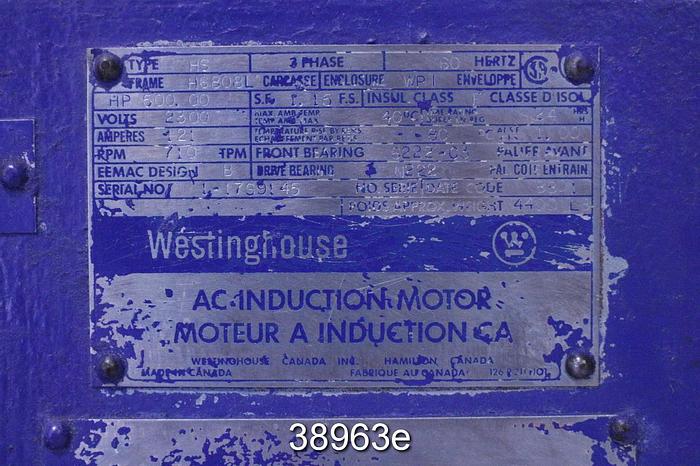 Used Westinghouse HS 500 Hp Ac Induction Motor, 2300 Volts, 710 Rpm #38963