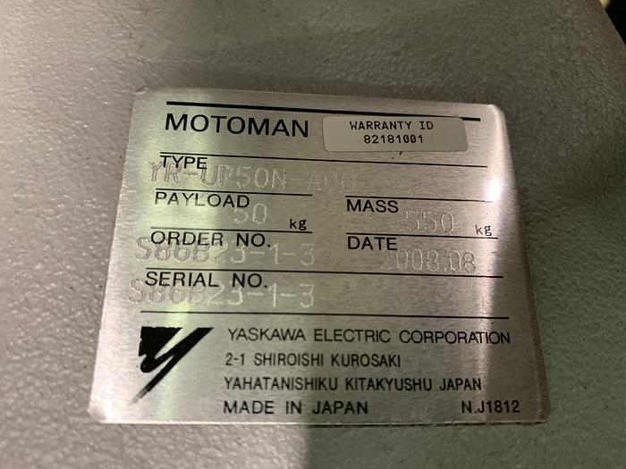 Used MOTOMAN UP50N (HP50) 50KG X 2046MM REACH 6 AXIS CNC ROBOT WITH NX100 CONTROL