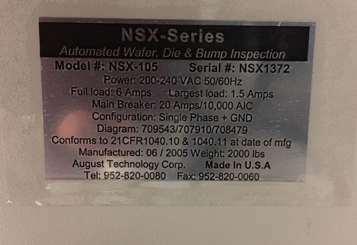 Used RUDOLPH / AUGUST NSX 105C Defect inspection system