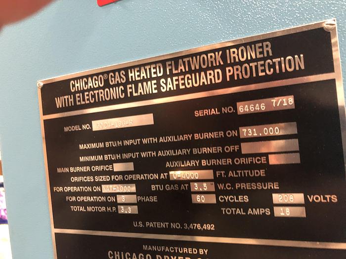 Used 2018 CHICAGO LASER 24X136 GAS IRONER