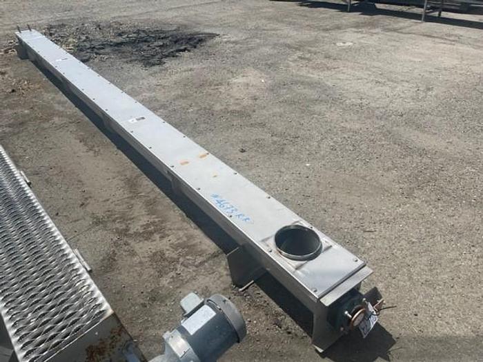 Used 20' Long x 8" Diameter Stainless Steel Auger Screw Conveyor
