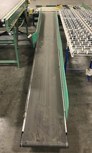 Used 17 INCH WIDE x 15 FT LONG INCLINE BELT CONVEYOR