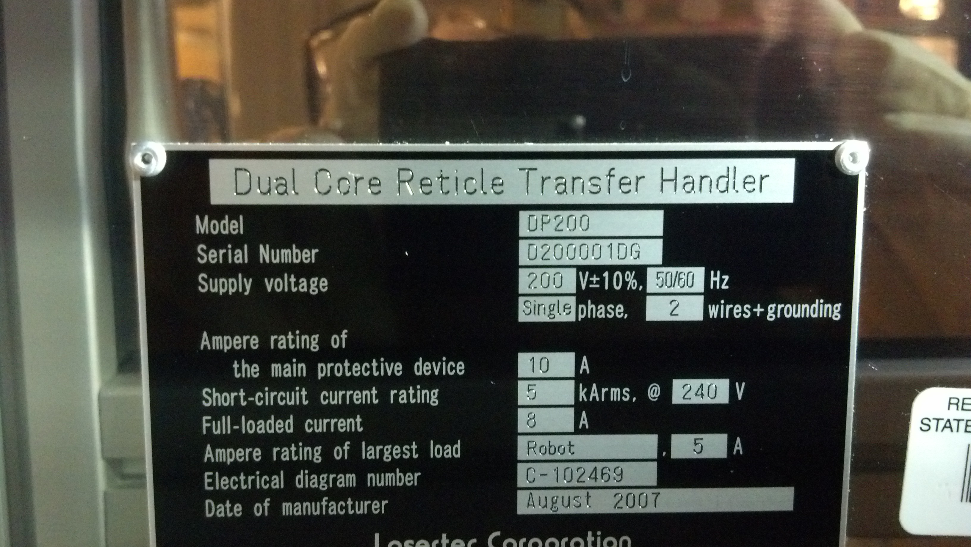 Used LASERTEC RETICLE HANDLER DUAL POD DP200