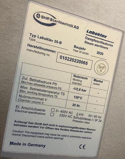 Used 2020 SHP Laboklav 25