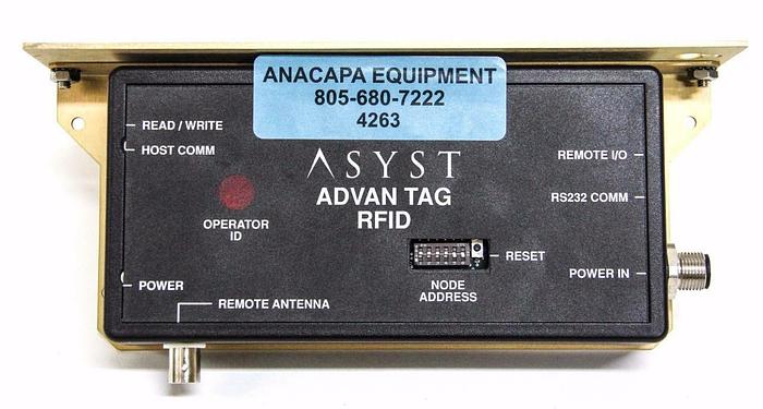 Used ASYST Advan Tag RFID ATR-9000  9700-6584-01 Rev. 005 with Mounting Plate  (4263)