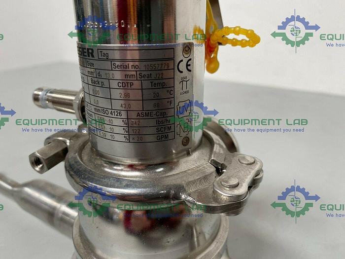 Used Leser 4854.7748 Stainless Steel Valve w/ Piping & 1 1/2" & 3/4" Sanitary Fitting