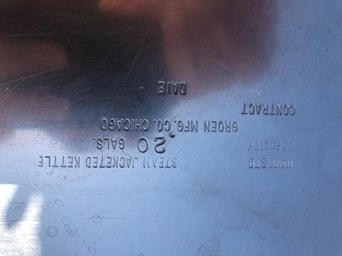 Used Kettle, 20 Gallon, S/st, Jkt, Groen, Hot Oil #S743920