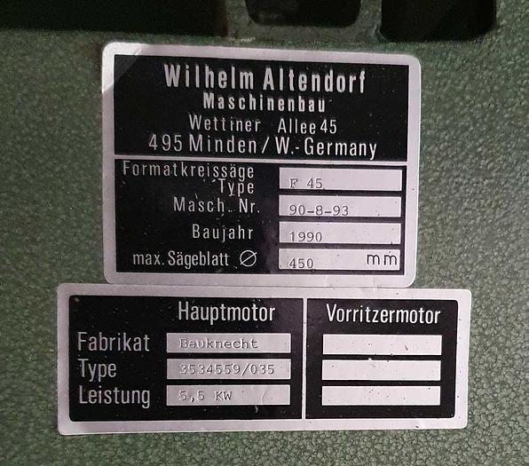 Used 1990 ALTENDORF Altendorf format panel saw F 45
