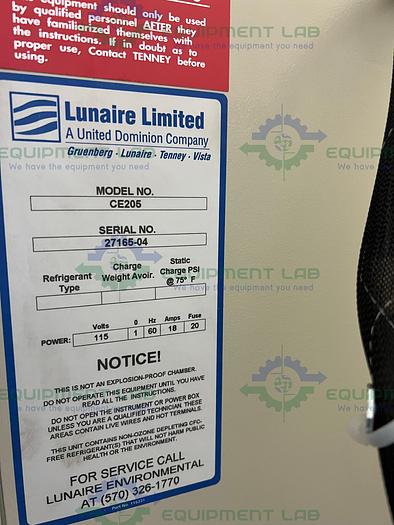 Used Lunaire / Tenney CE205 Bench Top Oven 225°C w/ Stand 115V