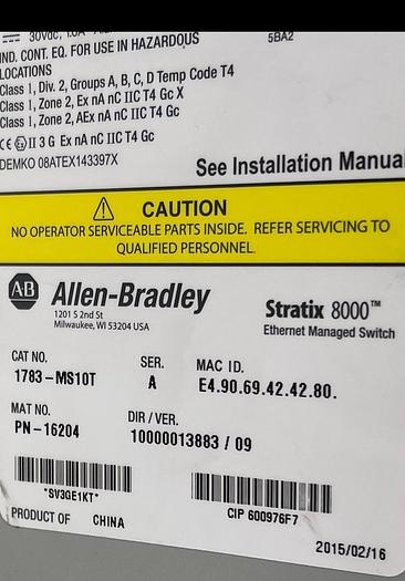 Used Allen-Bradley 1783-MS10T Ser A