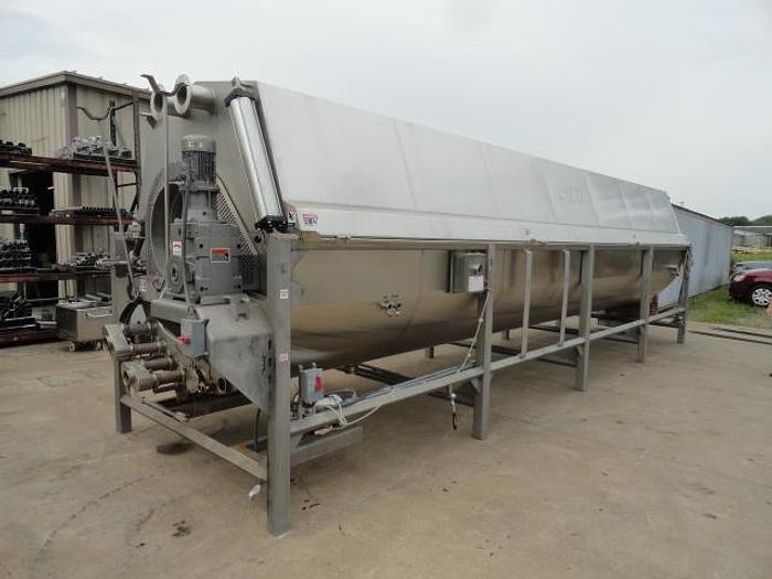 Used Lyco Chill Flow Pouch Cooler System, Md# Hydro-Flow 8600;Dual rotary chiller; 30' long with feed and discharge conveyors 