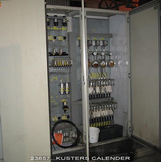Used Kusters  Calender Two 3-Roll Soft Units, 150" Wide Rolls, Max Linear Pressure, 350 N/Mm, 2000Fpm Speed, Temperature 200 Degrees C 1 Ron Rolls, Temperature 110 Degrees C Covered Roll With Drive 3, Spare Rolls, Complete System #23857