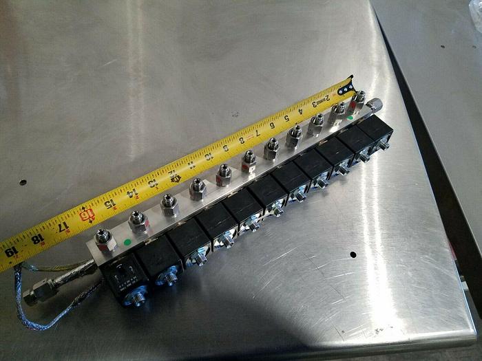 Used Solenoid Valve Manifold 11 Valves All Stainless Steel 24V