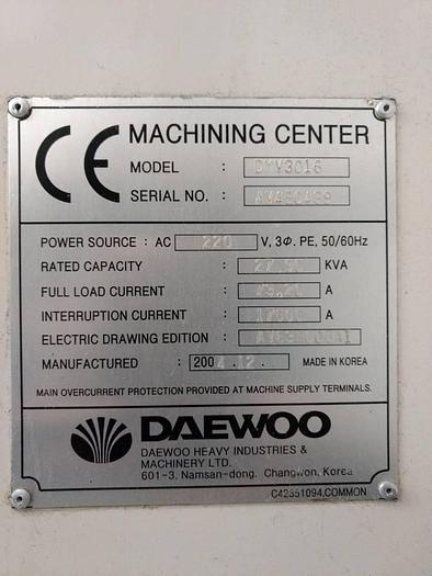 Used 2004 DAEWOO DMV3016 CNC Mill