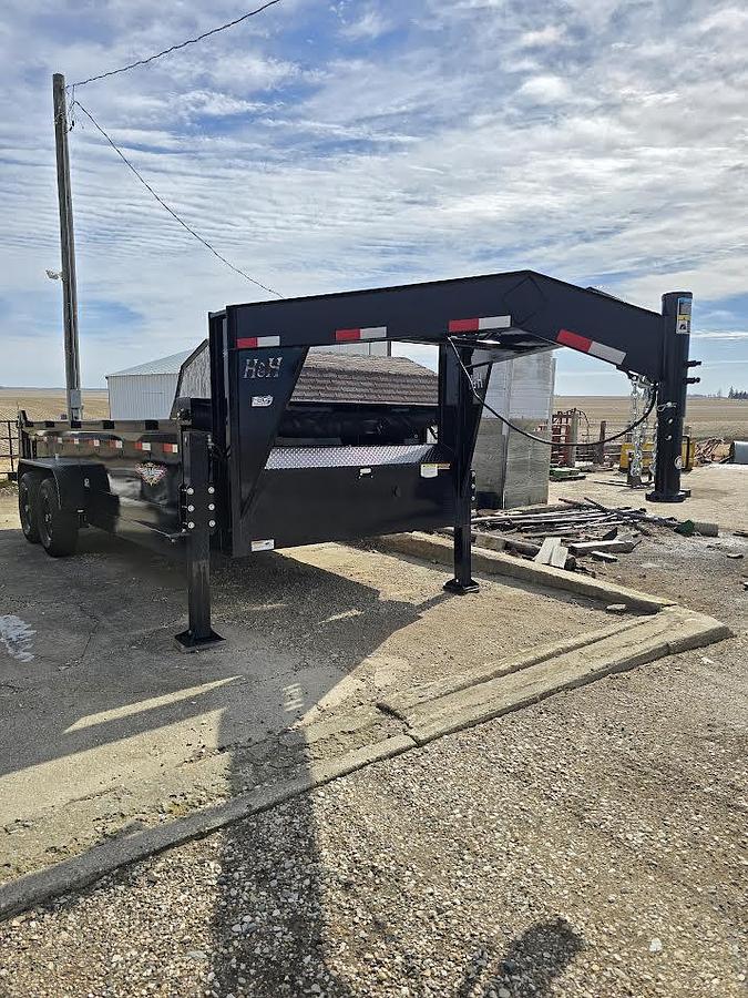 Used 2022 H&H 16' x 6' Gooseneck Dump Trailer