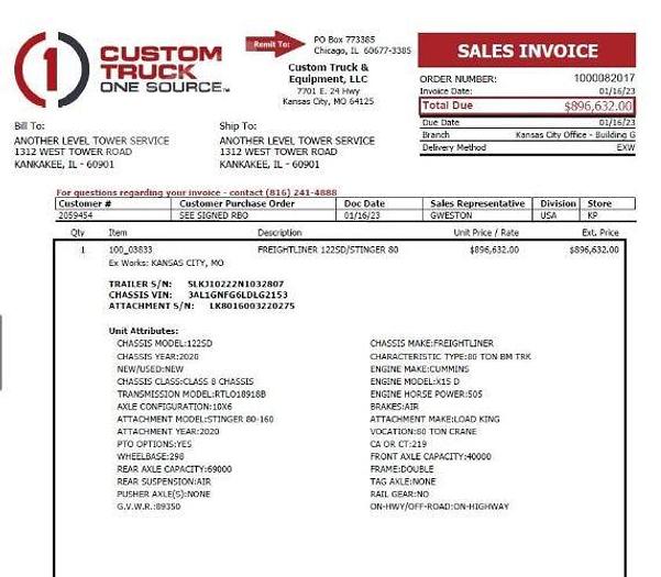 Used 2022 Load King Stinger 80-160 Mounted on a 2022 Freightliner 122SD