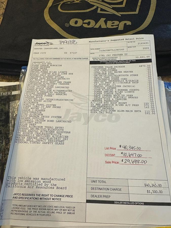 Used 2000 Jayco Featherlight Travel Trailer