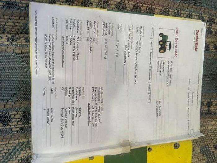 Used 1977 JOHN DEERE 2040