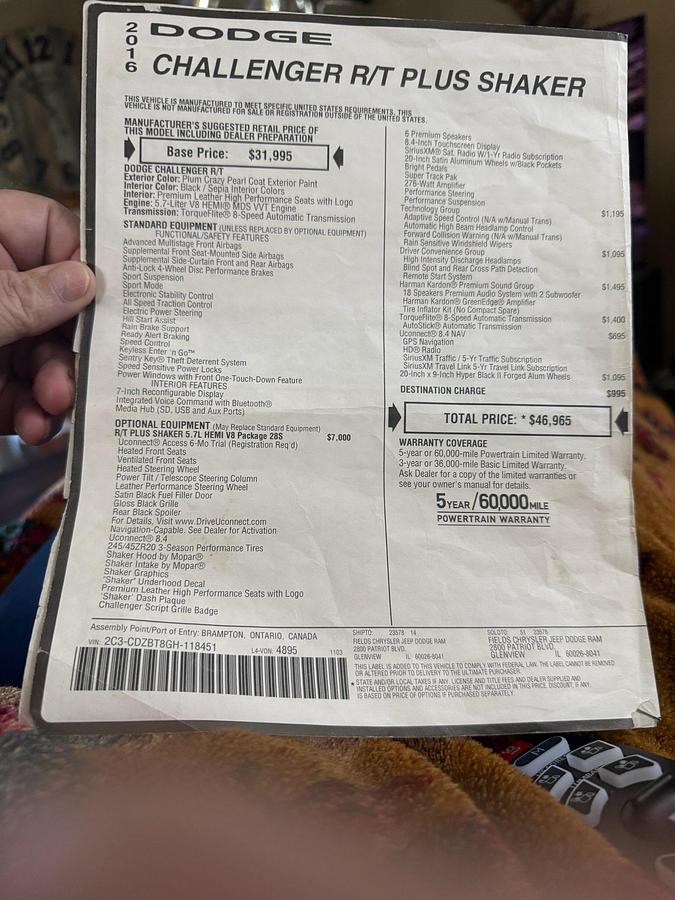 Used 2016 Dodge Challenger R/T Plus Shaker