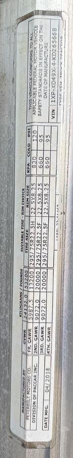 Used 2019 PETERBILT 389 Conventional Sleeper Semi