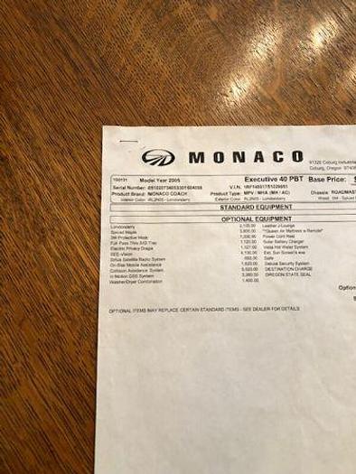 Used 2005 Monaco Executive 40PBT