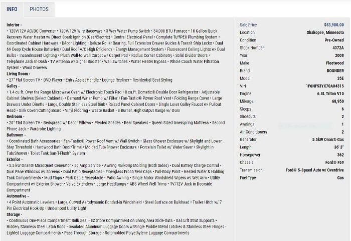 Used 2008 Fleetwood Bounder 35E