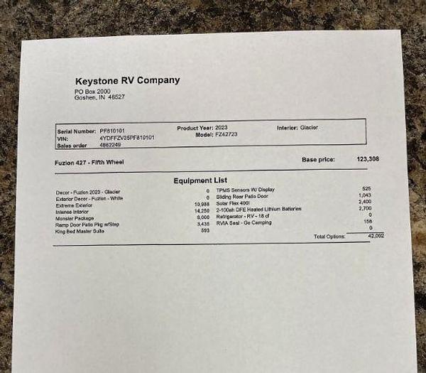 Used 2023 Keystone Fuzion 427