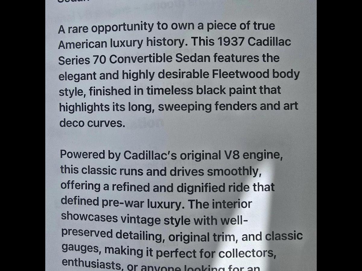 Used 1937 Cadillac Convertible