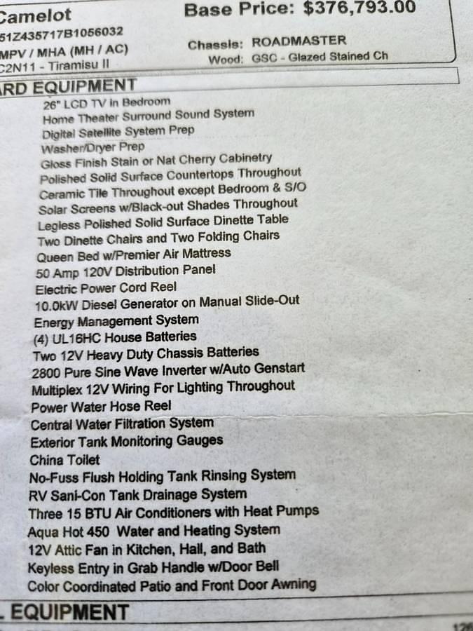 Used 2011 Monaco Camelot 43PKQ Class A Motorhome