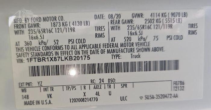 Used 2020 Ford Transit Cargo Van