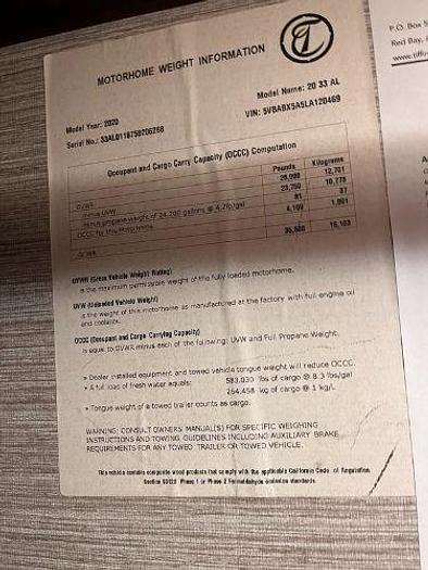 Used 2020 Tiffin Allegro RED 33AL