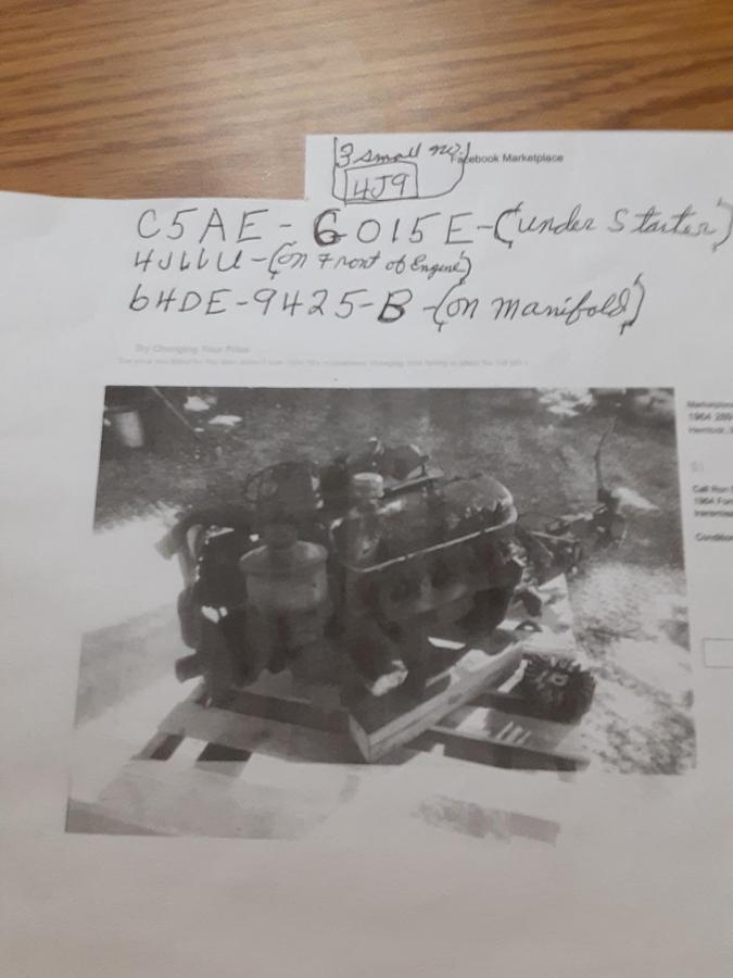 Used 1964 Ford Mustang 289 Engine